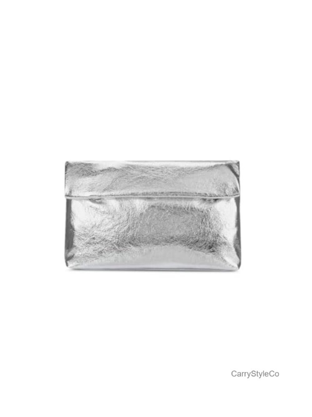 Metallic Faux Leather Fold-Over Evening Clutch Envelope Bag